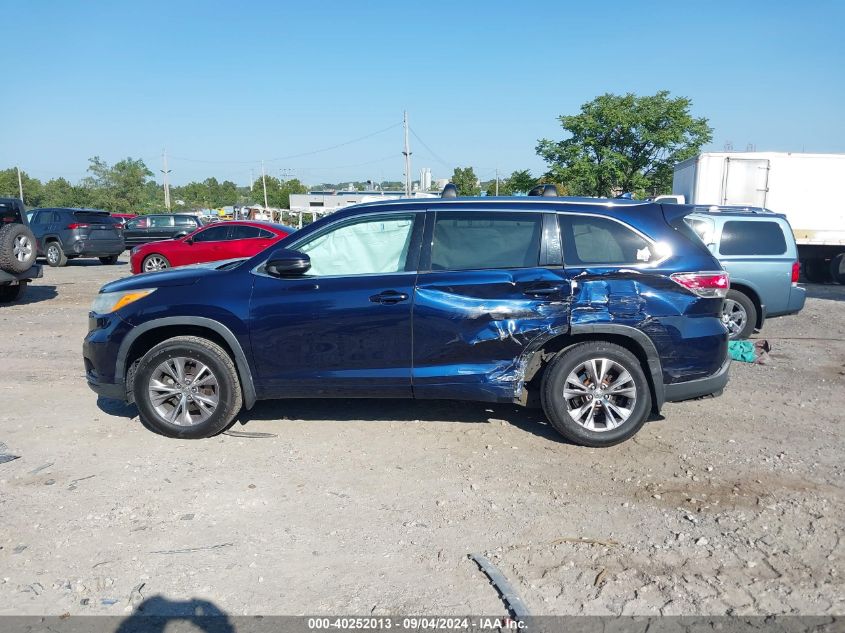 2014 Toyota Highlander Xle VIN: 5TDJKRFH0ES026876 Lot: 40252013