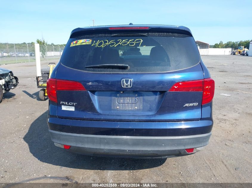 2017 Honda Pilot Ex-L VIN: 5FNYF6H50HB071121 Lot: 40252559