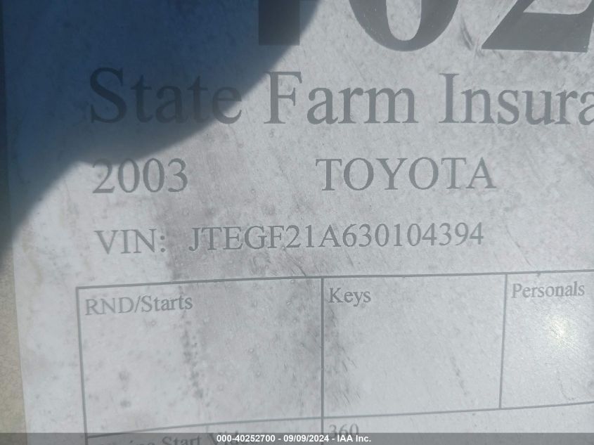 JTEGF21A630104394 2003 Toyota Highlander Limited V6