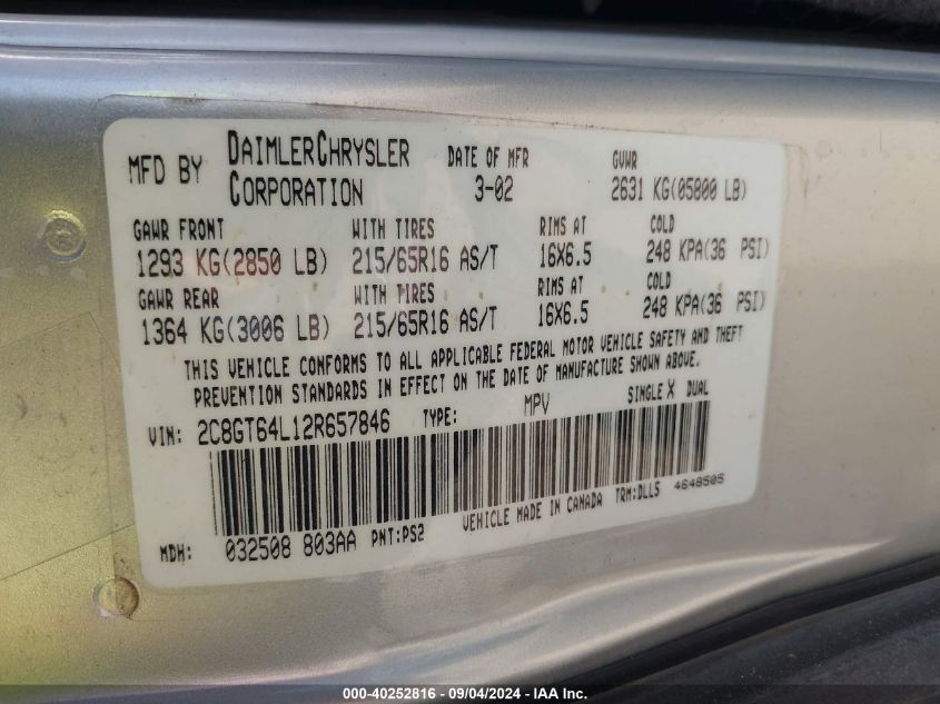 2000 Chrysler Town & Country Limited VIN: 1C4GT64L8YB566839 Lot: 40252816