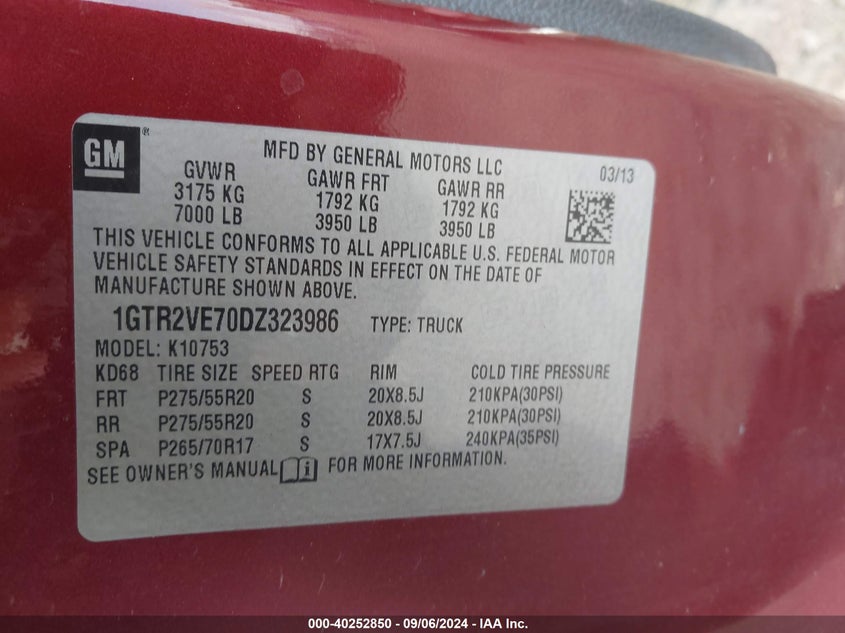 2013 GMC SIERRA 1500 SLE - 1GTR2VE70DZ323986