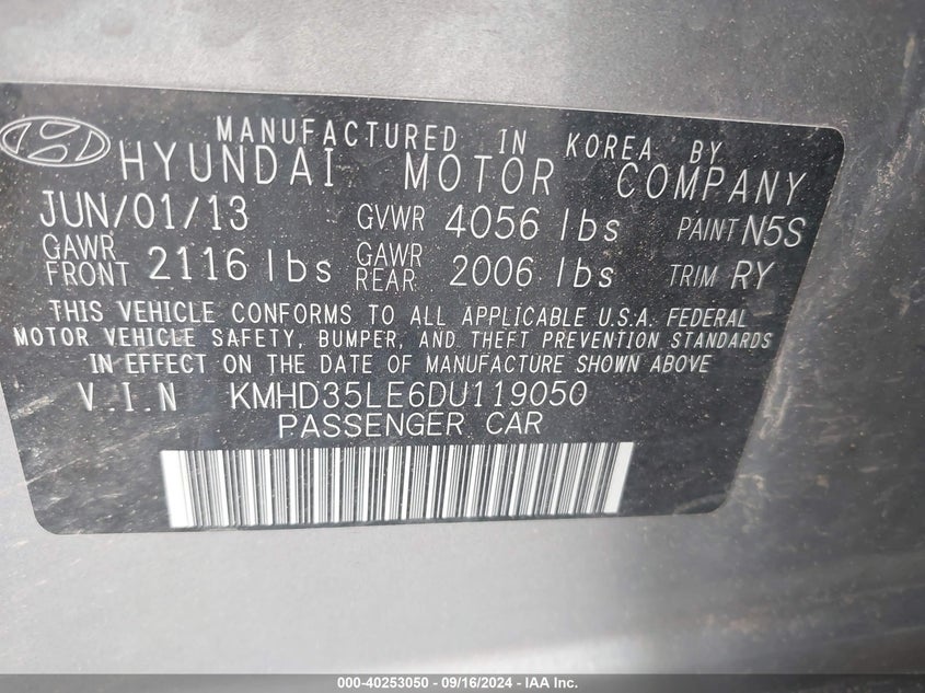 KMHD35LE6DU119050 2013 Hyundai Elantra Gt