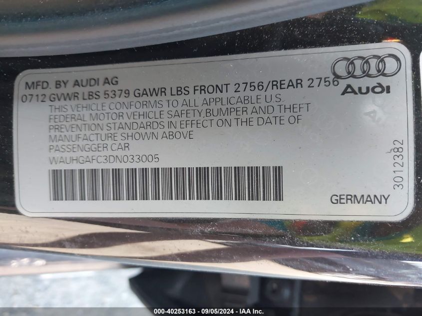 2013 AUDI A6 PRESTIGE - WAUHGAFC3DN033005