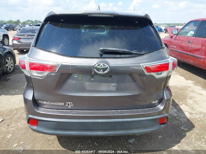 2015 Toyota Highlander Le/Le Plus VIN: 5TDZKRFH6FS065489 Lot: 40253417