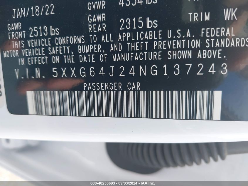 2022 KIA K5 GT LINE - 5XXG64J24NG137243