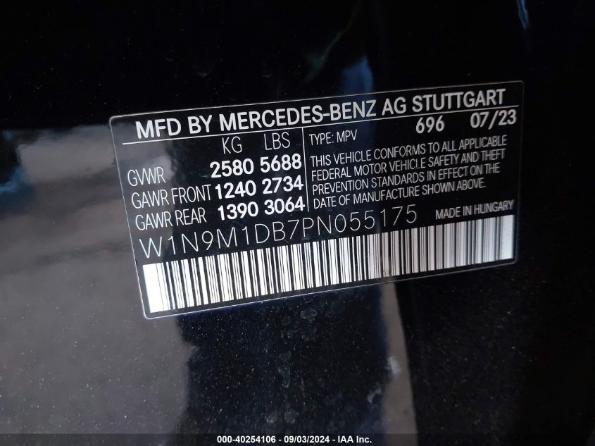 W1N9M1DB7PN055175 2023 Mercedes-Benz Eqb 350 Suv 4Matic