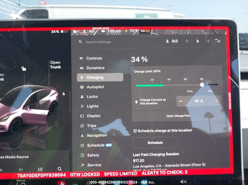 VIN 7SAYGDEF5PF839594 2023 TESLA MODEL Y