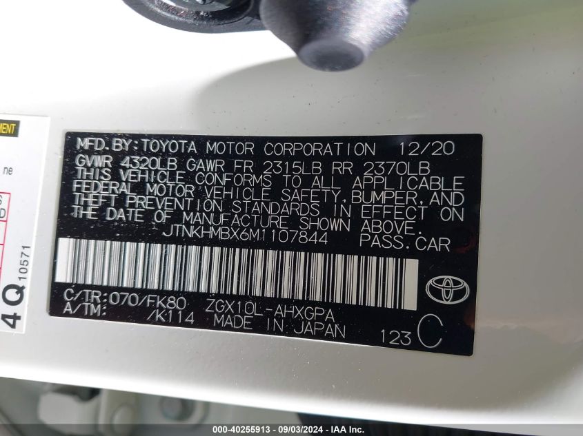 JTNKHMBX6M1107844 2021 Toyota C-Hr Xle