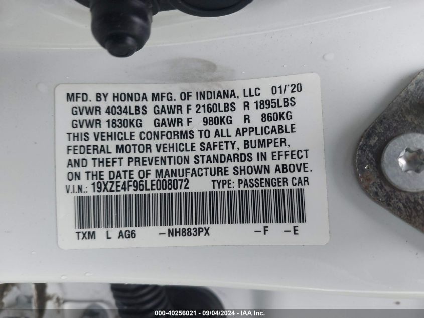 19XZE4F96LE008072 2020 Honda Insight Touring