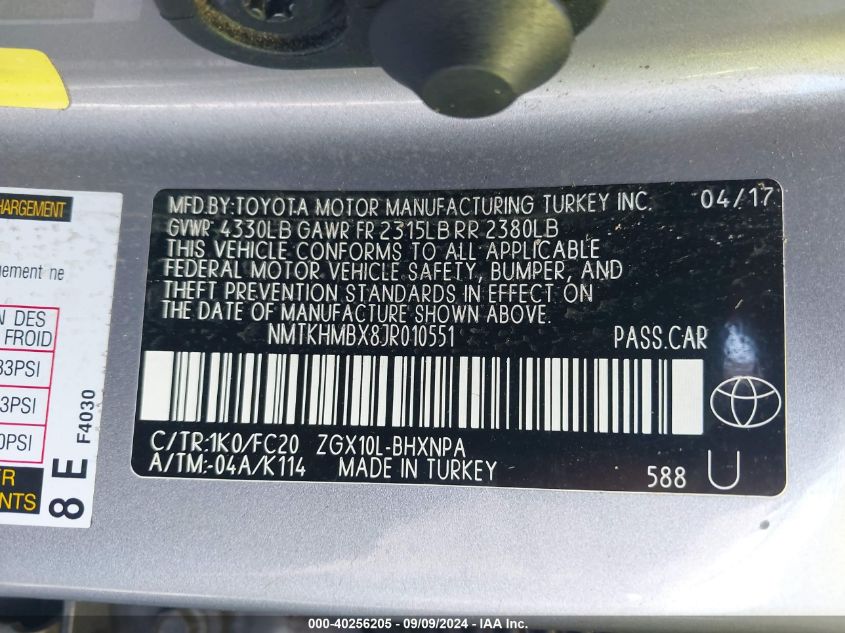 NMTKHMBX8JR010551 2018 Toyota C-Hr Xle