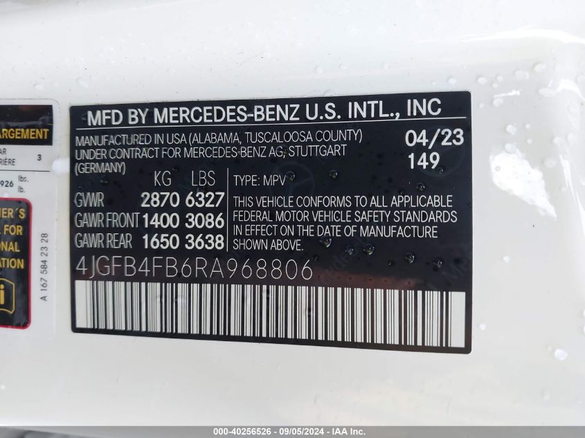 4JGFB4FB6RA968806 2024 Mercedes-Benz Gle 350 4Matic