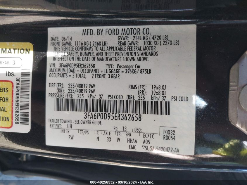 2014 FORD FUSION TITANIUM - 3FA6P0D95ER362658