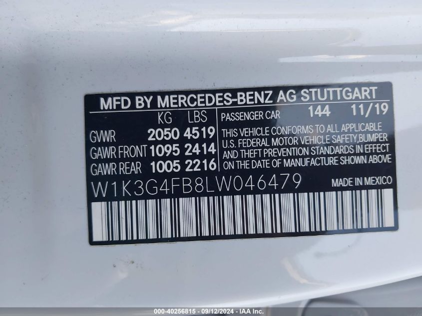 W1K3G4FB8LW046479 2020 Mercedes-Benz A 220 4Matic