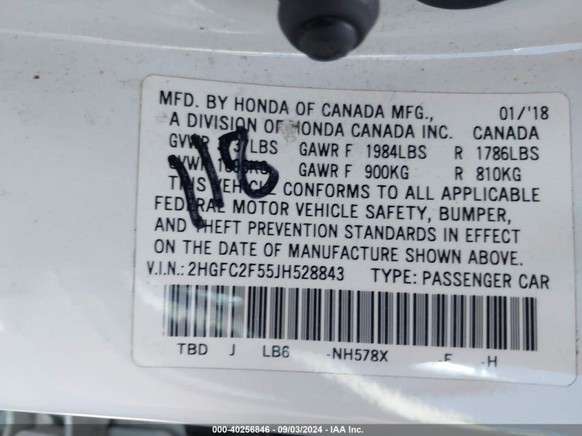 2018 HONDA CIVIC LX - 2HGFC2F55JH528843