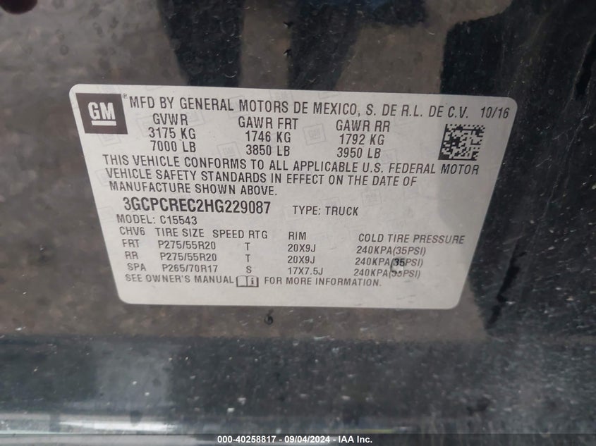 2017 CHEVROLET SILVERADO 1500 1LT - 3GCPCREC2HG229087