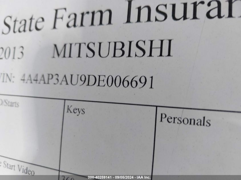 2013 MITSUBISHI OUTLANDER SPORT ES - 4A4AP3AU9DE006691