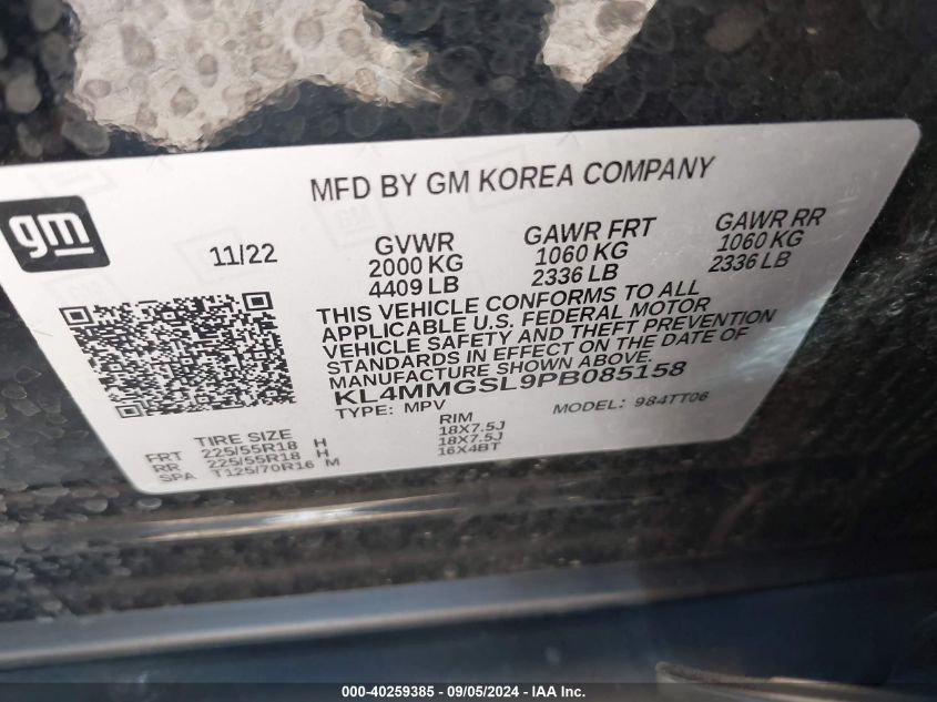 2023 Buick Encore Gx Essence VIN: KL4MMGSL9PB085158 Lot: 40259385