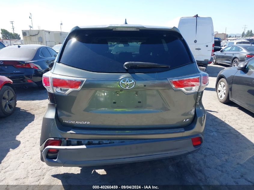 2015 Toyota Highlander Le/Le Plus VIN: 5TDZKRFHXFS063843 Lot: 40260459