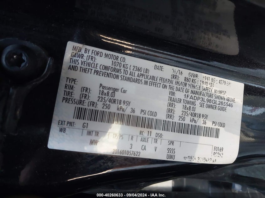 2016 FORD FOCUS ST - 1FADP3L98GL265546