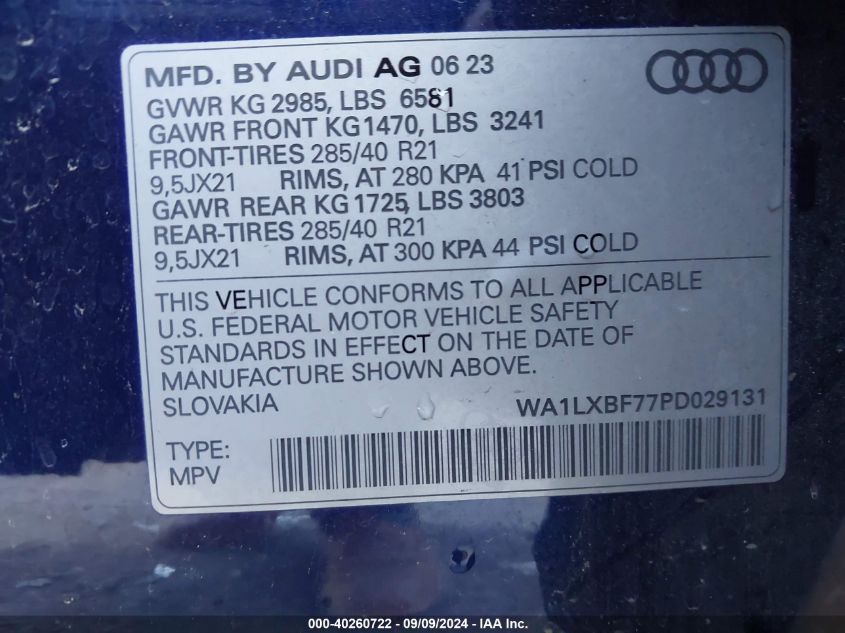 WA1LXBF77PD029131 2023 Audi Q7 Premium Plus 55 Tfsi Quattro Tiptronic