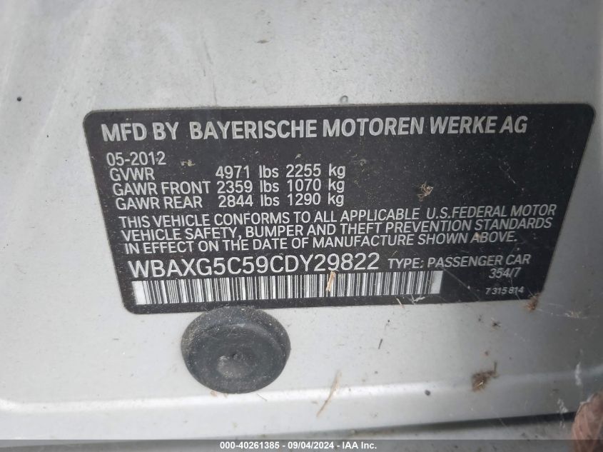 WBAXG5C59CDY29822 2012 BMW 528I