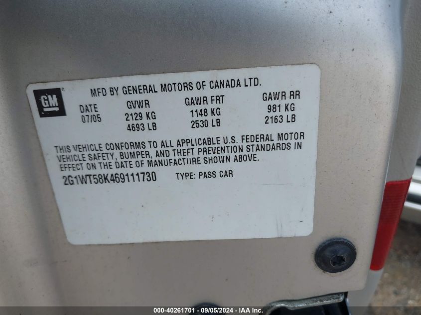 2G1WT58K469111730 2006 Chevrolet Impala Lt