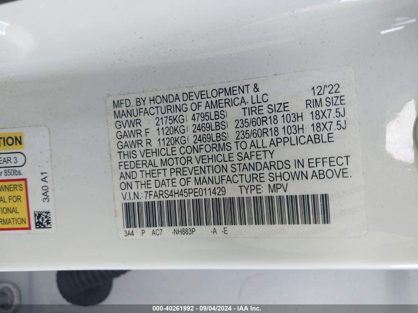 7FARS4H45PE011429 2023 Honda Cr-V Ex