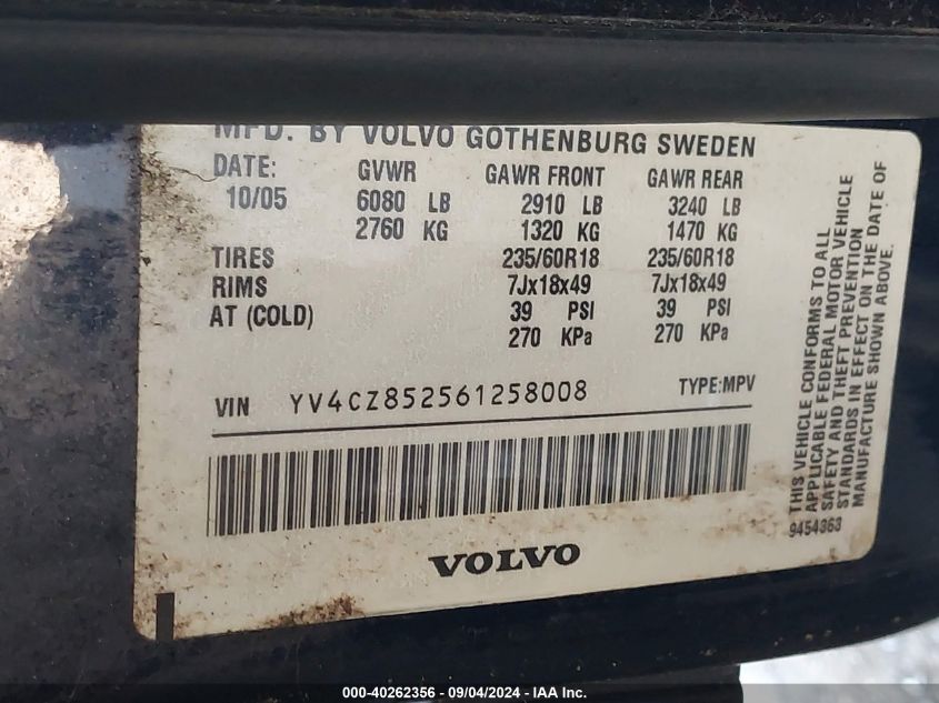 YV4CZ852561258008 2006 Volvo Xc90