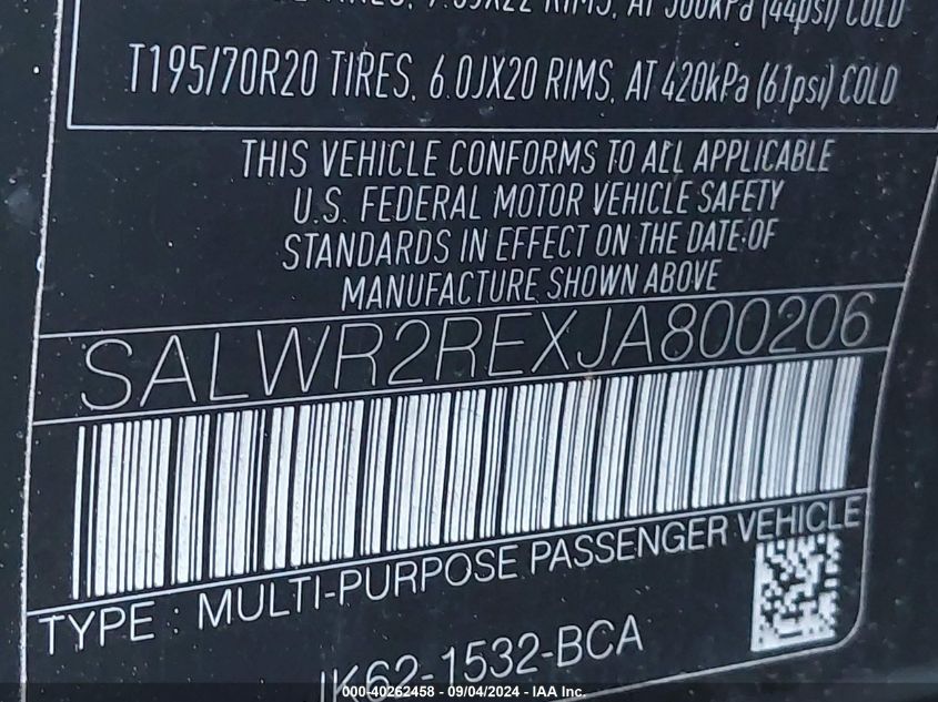 2018 Land Rover Range Rover Sport Supercharged/Supercharged Dynamic VIN: SALWR2REXJA800206 Lot: 40262458