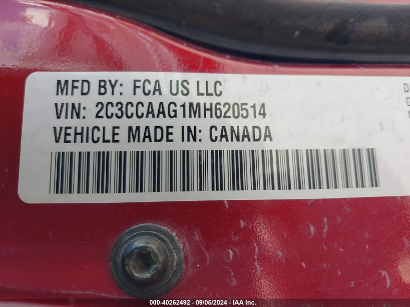 2021 Chrysler 300 Touring VIN: 2C3CCAAG1MH620514 Lot: 40262492