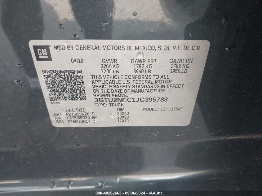 3GTU2NEC1JG395783 2018 GMC Sierra 1500 Slt