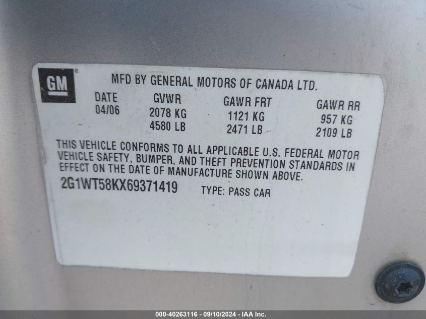 2G1WT58KX69371419 2006 Chevrolet Impala Lt