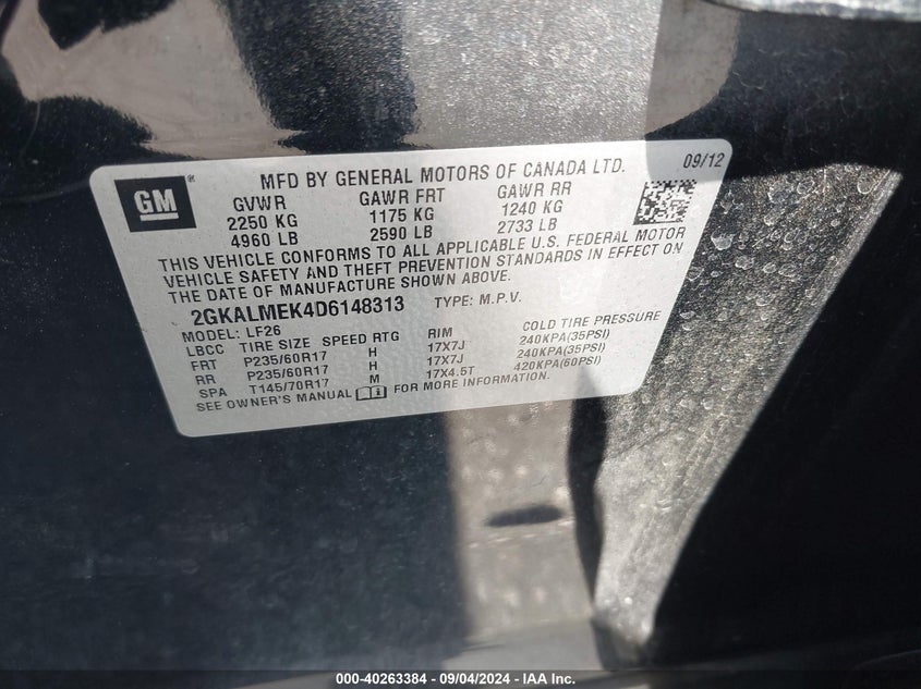 2013 GMC TERRAIN SLE-1 - 2GKALMEK4D6148313