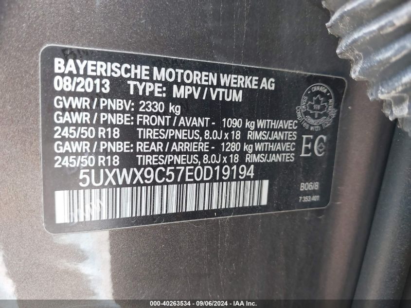 5UXWX9C57E0D19194 2014 BMW X3 xDrive28I