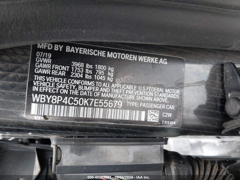 WBY8P4C50K7E55679 2019 BMW I3 120Ah W/Range Extender