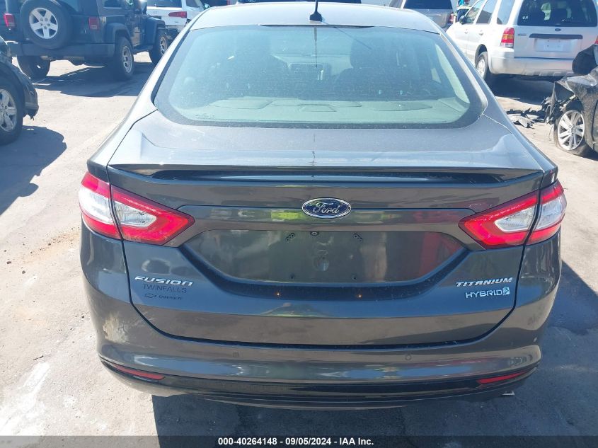 2016 Ford Fusion Hybrid Titanium VIN: 3FA6P0RU5GR187652 Lot: 40264148