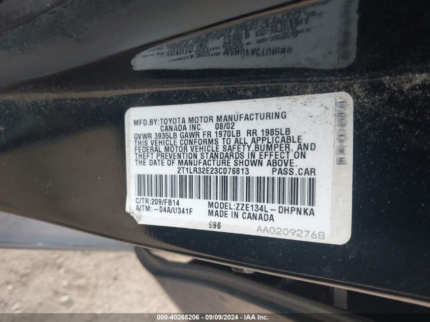 2T1LR32E23C076813 2003 Toyota Matrix Xr