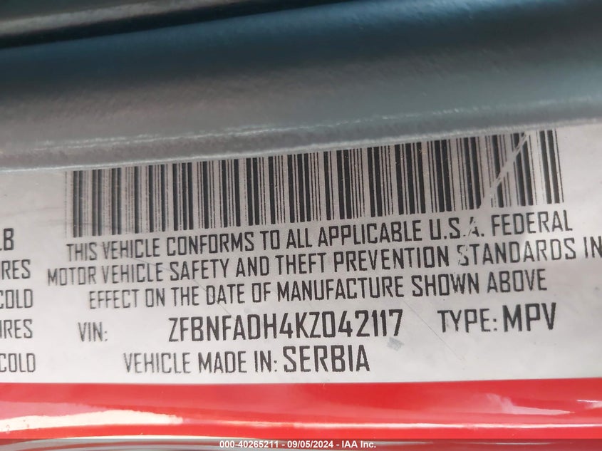 2019 FIAT 500L TREKKING - ZFBNFADH4KZ042117