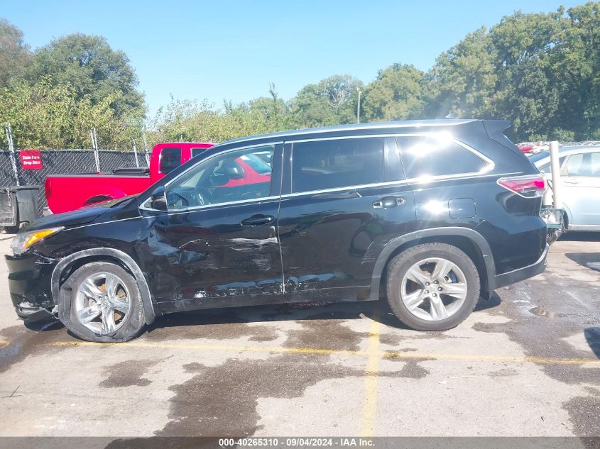 2015 Toyota Highlander Limited V6 VIN: 5TDDKRFH4FS145724 Lot: 40265310