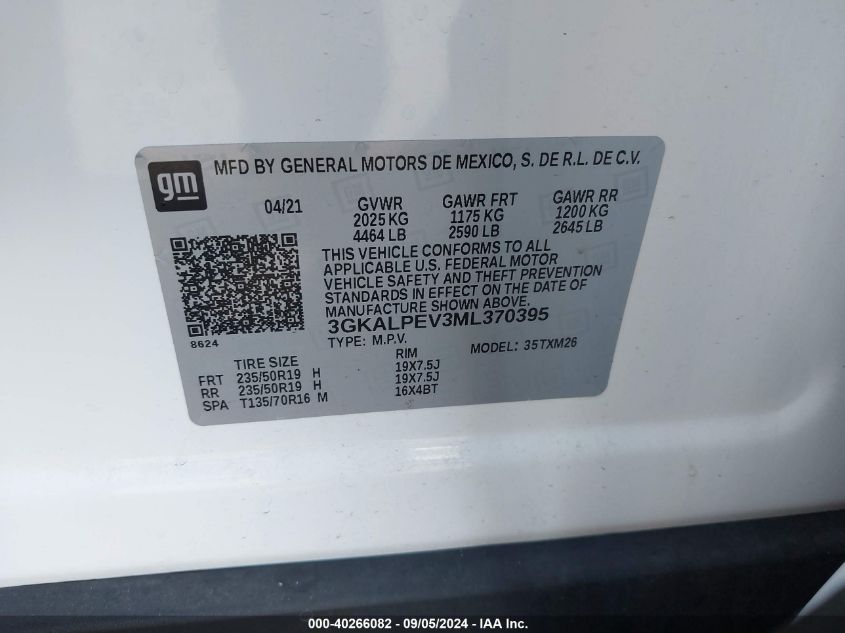 2021 GMC Terrain Slt VIN: 3GKALPEV3ML370395 Lot: 40266082