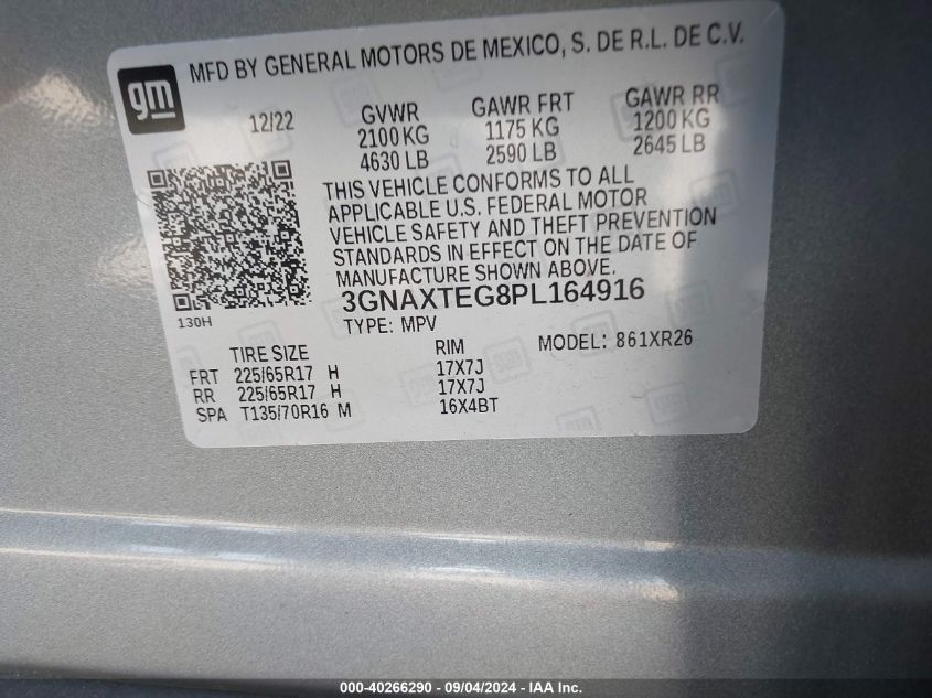 3GNAXTEG8PL164916 2023 Chevrolet Equinox Awd 2Fl