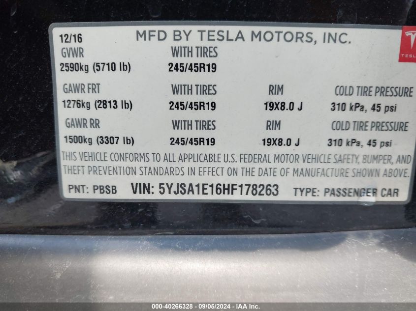 5YJSA1E16HF178263 2017 Tesla Model S