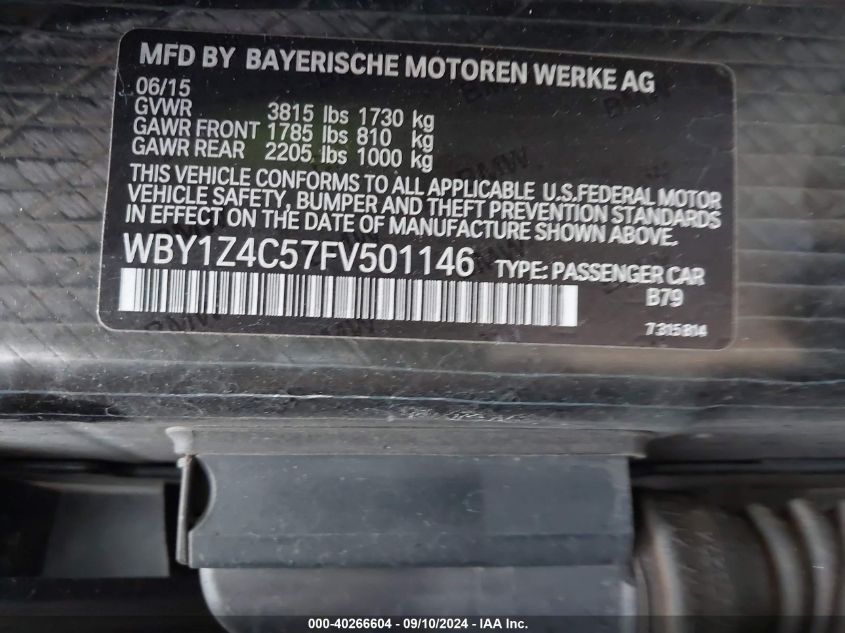 WBY1Z4C57FV501146 2015 BMW I3 Rex