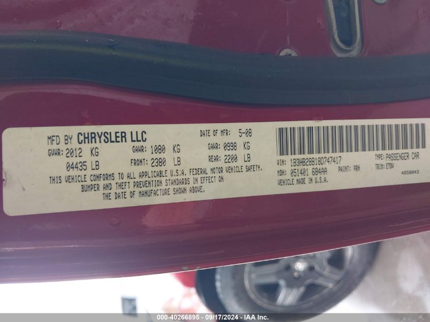 1B3HB28B18D747417 2008 Dodge Caliber Se