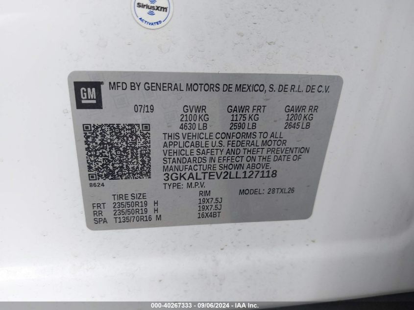 2020 GMC Terrain Awd Sle VIN: 3GKALTEV2LL127118 Lot: 40267333