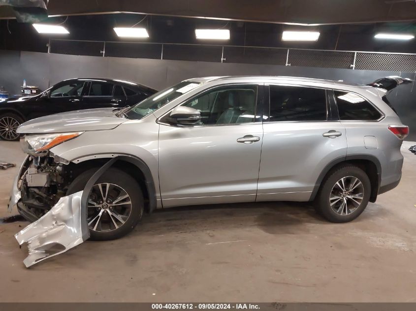 2016 Toyota Highlander Xle VIN: 5TDJKRFH7GS285755 Lot: 40267612