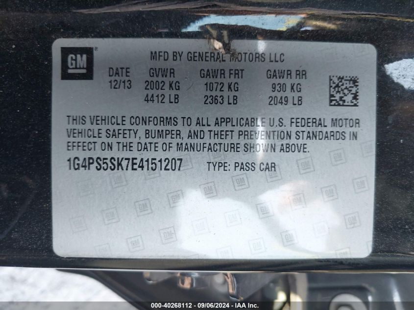 1G4PS5SK7E4151207 2014 Buick Verano Leather Group