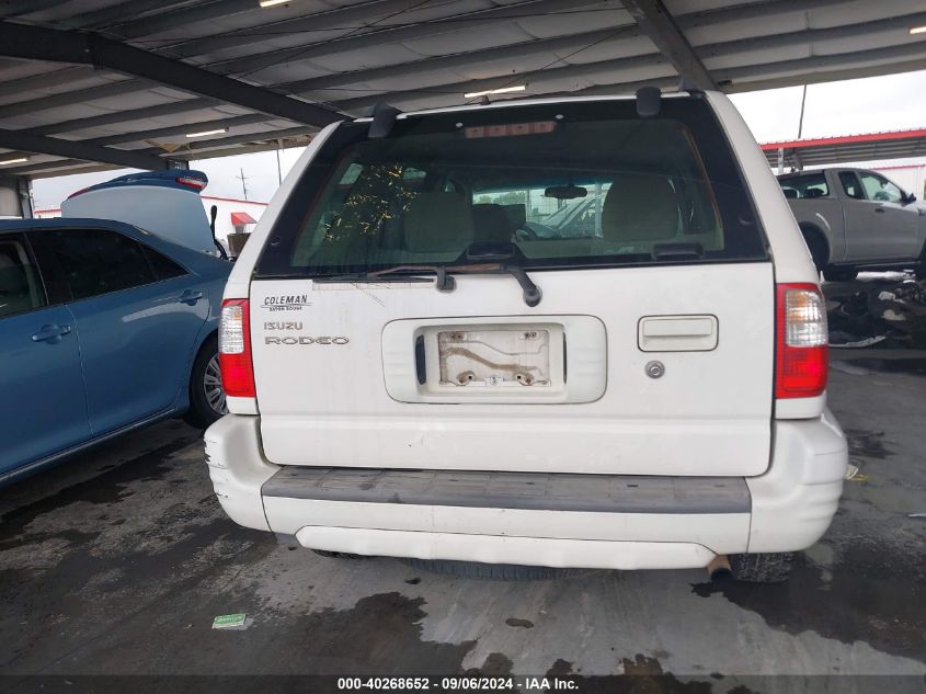 2001 Isuzu Rodeo Ls 3.2L V6/Lse 3.2L V6/S 3.2L V6 VIN: 4S2CK58W214315961 Lot: 40268652