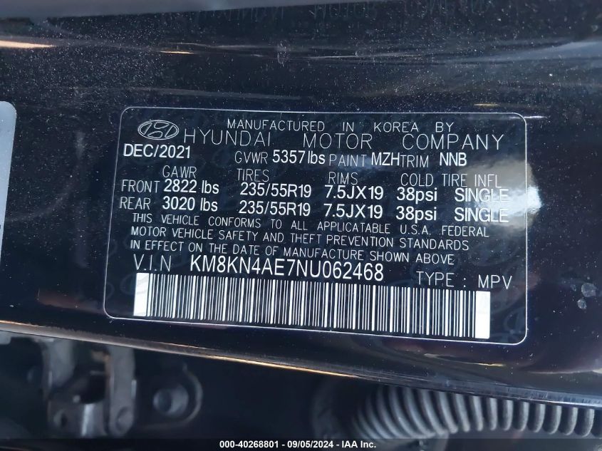 KM8KN4AE7NU062468 2022 Hyundai Ioniq 5 Sel