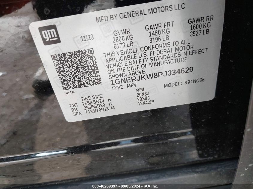 2023 Chevrolet Traverse Rs VIN: 1GNERJKW8PJ334629 Lot: 40269397